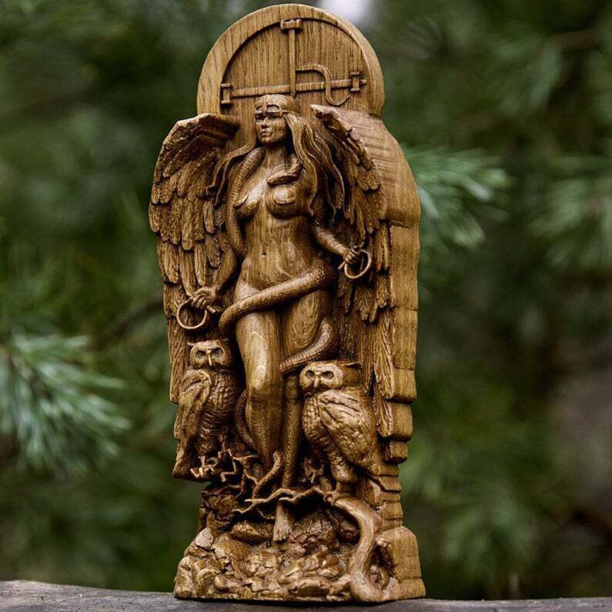 Winged Guardian Goddess Altar Statue – Night Watcher Figure