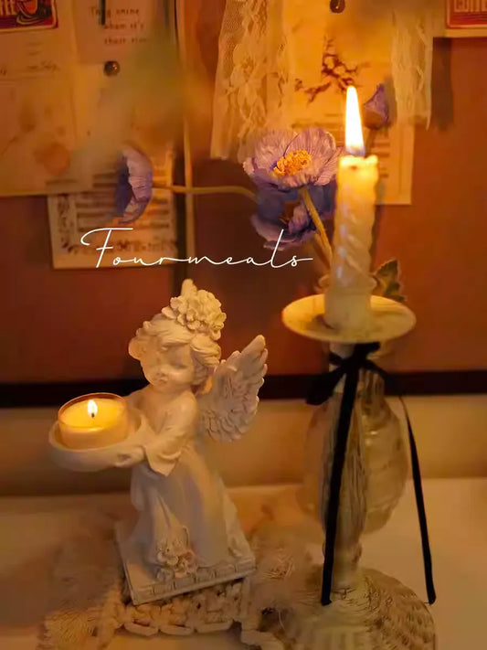 Gentle Light Angel Candle Holder – Soft Glow Guardian Decor
