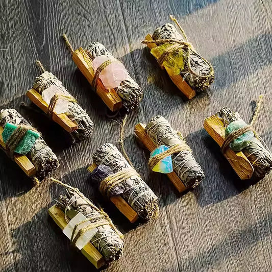 Herbal Smoke Cleansing Bundle with Crystal Accents