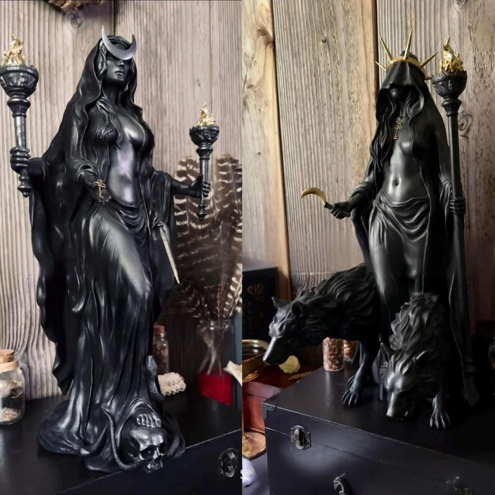 Dark Moon Guardian Altar Statue – Night Goddess Ritual Figure