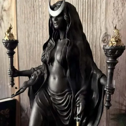 Dark Moon Guardian Altar Statue – Night Goddess Ritual Figure