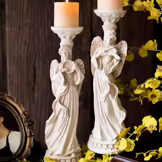 Angel Pair Candle Holders – Twin Guardian Light Set