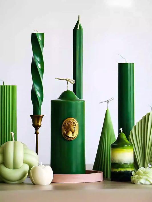 Emerald Green Decorative Candles – Sculptural Collection