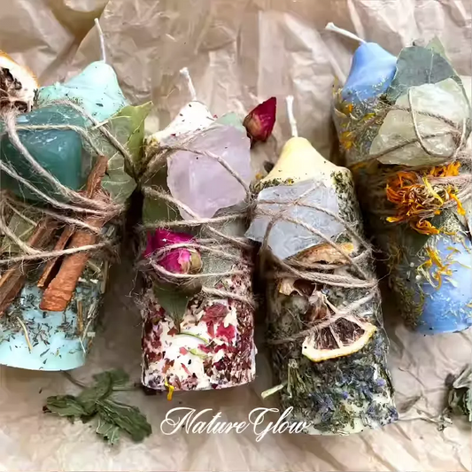 Herbal & Crystal Wrapped Ritual Candles