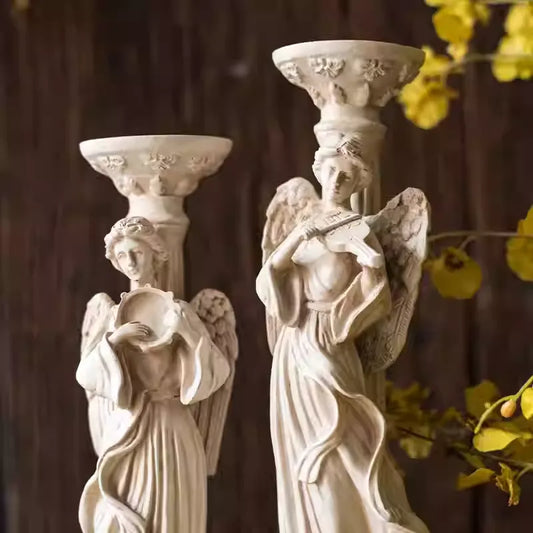 Angel Pair Candle Holders – Twin Guardian Light Set