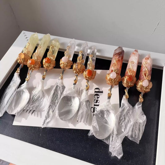 Crystal Ritual Spoon with Floral Handle